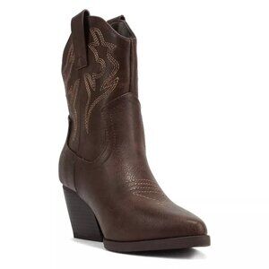 Soda Size 6 Ankle Boots Blazing Western Stitched Pointed Toe Booties Low Heel